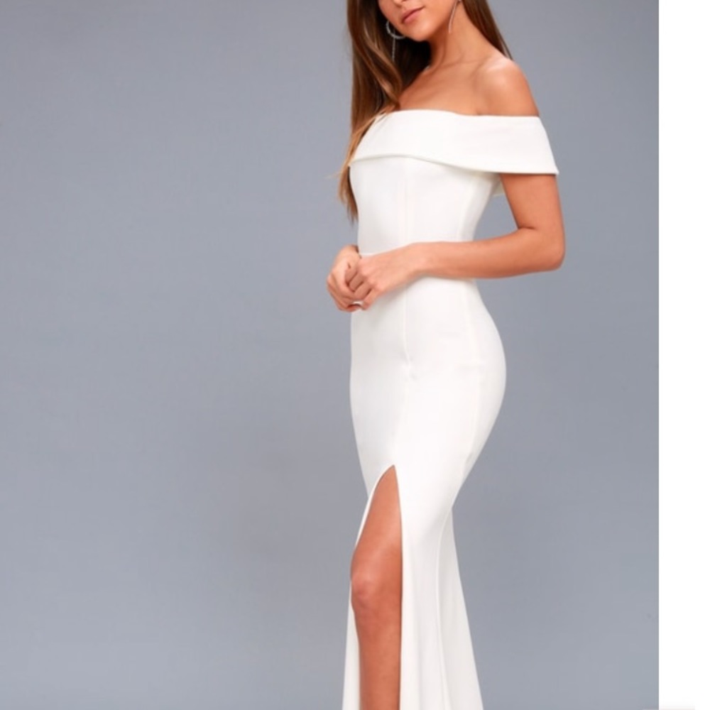 White Off-the-Shoulder Maxi Dress